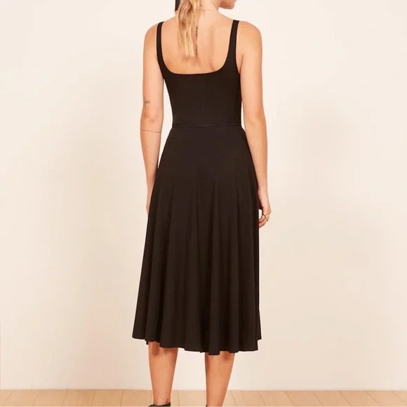 Reformation Rou Knit Black Midi Dress